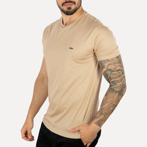 Camiseta Lacoste Algodão Pima Bege