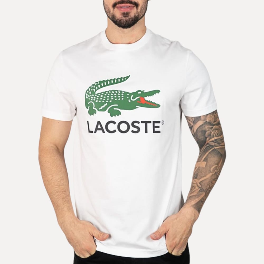 Camiseta Lacoste Patch Estampada Algodão Branca