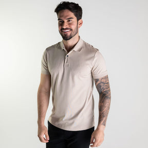 Camisa Polo Aramis Interlock Algodão Pima Bege