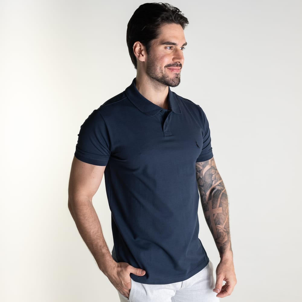 Camisa Polo Pima Reserva Azul Marinho