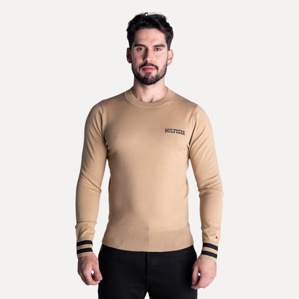 Suéter Tommy Hilfiger Monotype Crew Neck Khaki